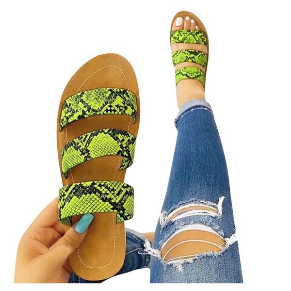 

women slippers ladies roman snake pattern beach sandals large size flat slippers