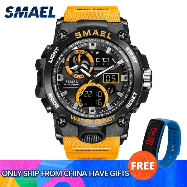 

sport watch men smael brand toy mens watches military army s shock 50m waterproof wristwatches 8011 fashion men watches sport, Slivery;brown