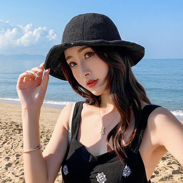 

2020 spring and summer new summer outdoor sun hat ladies knitted beach hat wild foldable sun fashion retro straw