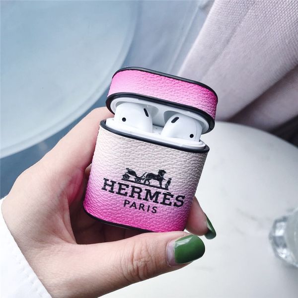 

wholesale for airpods case luxury fashion pu leather protective cover hook clasp keychain anti lost chic earphone case style