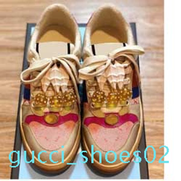 

2019 size 35-44 men women designer shoe distressed screener dapper dan suede sneakers italian luxury shoe casual shoe gg02, Black