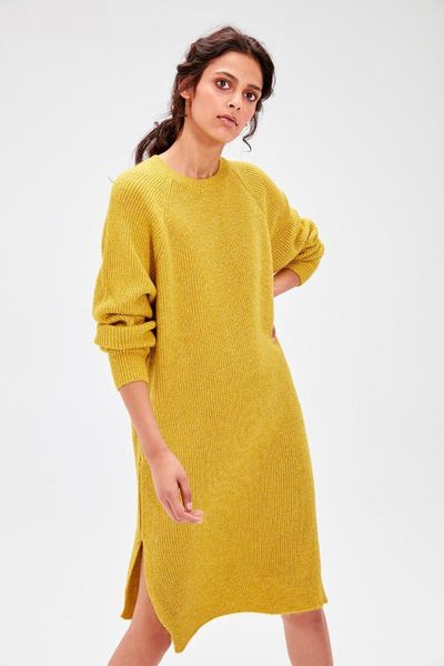 

trendyol yellow sim detailed sweater dress twoaw20el0039, Black;gray