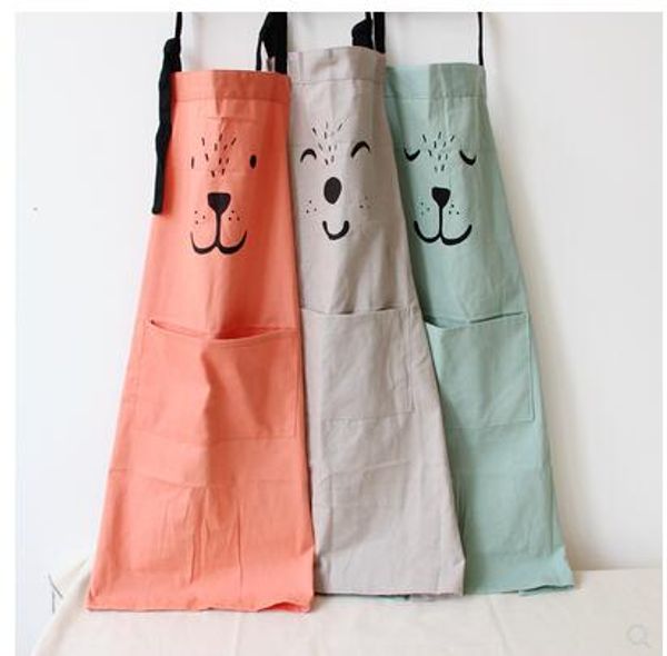 

parent-child apron cotton linen material kitchen with big pocket children's oil-proof sewage apron cute cartoon custom