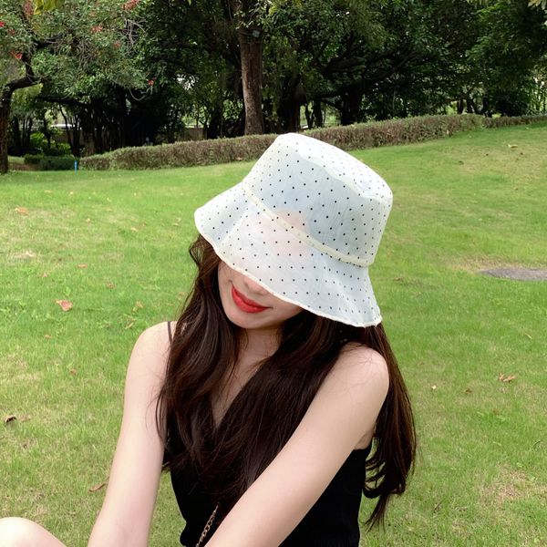 

chic fisherman children's wave point tide light sun protection summer bucket bucket veil fisherman hat ougen veil sunshade basin hat, Blue;gray