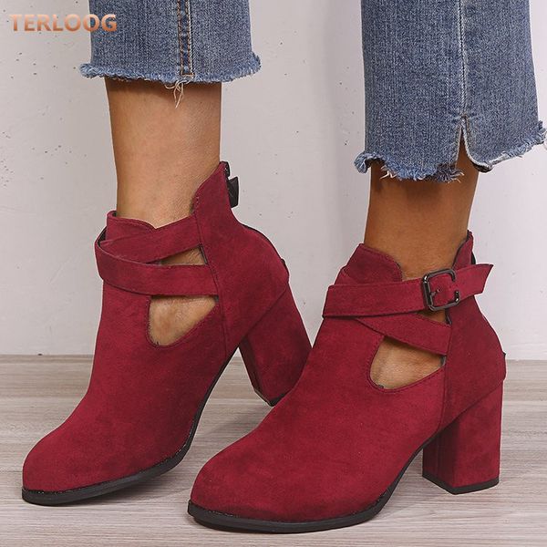 

autumn women shoes casual ankle boots shoes women casual high heels woman plus size 35-43 zapatos de mujer c353, Black
