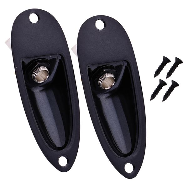 

2x guitar boat style jack plate & 1/4" input socket w/ screw black for st sq