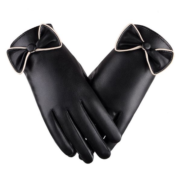 

ladys pu leather glove plus velvet riding windproof glove winter warm outdoor driver gloves touch screen gloves, Blue;gray