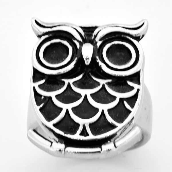 

fanssteel stainless steel mens jewelry punk ring owl bird ring biker ring gift for brothers fsr09w93, Silver
