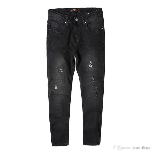 

mens black denim jeans with zipper at ancle, Blue