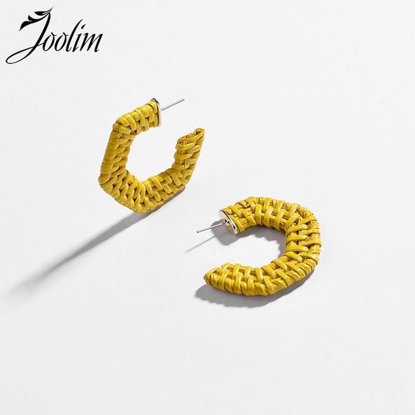 

joolim yellow pink white geometric hoop earring, Golden;silver