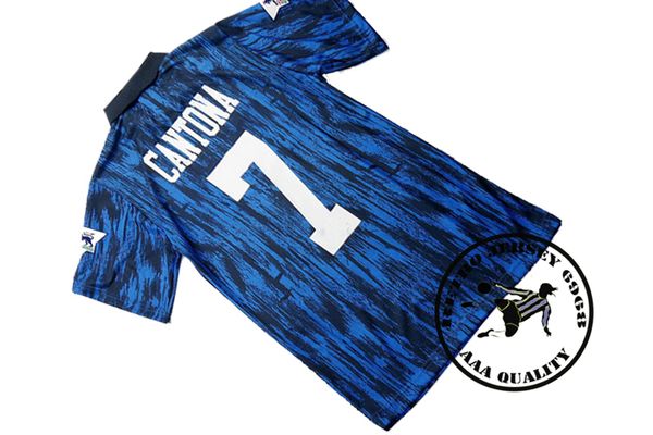 

1992-93 blue away shirt cantona #7 giggs #11 keane #16 robson #12 retro old soccer jersey, Black;yellow