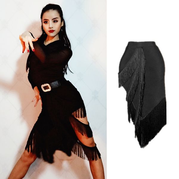 

latin dance skirt women latin costumes ballroom dance performance clothes tango/samba/rumba wear dql412, Black;red