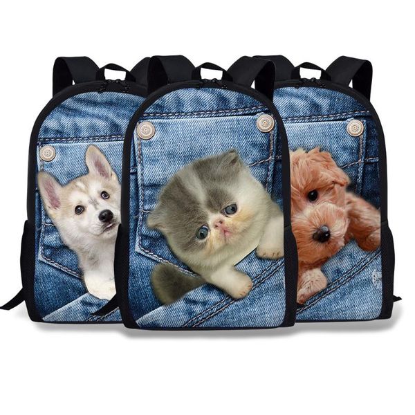 

2018 young student's cowboy animal school bag cowboy pet dog children's rucksack cat backpack children