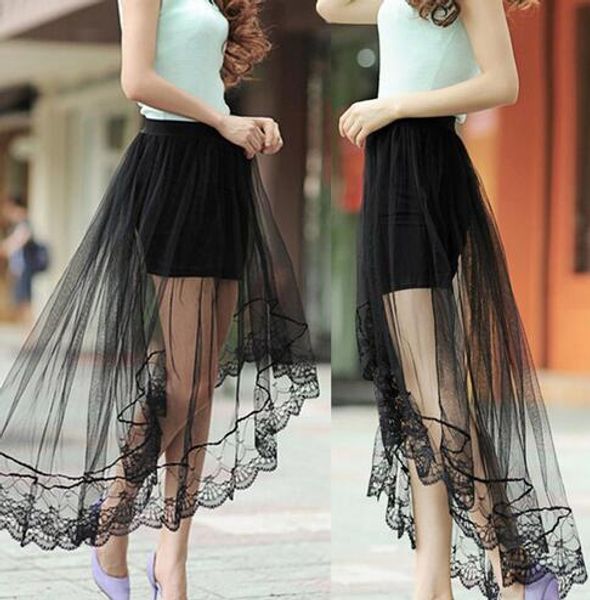 

summer womens lace mesh skirts pencil bandage shorts high waisted bodycon ladies wrap elegant short mini skirt plain, Black
