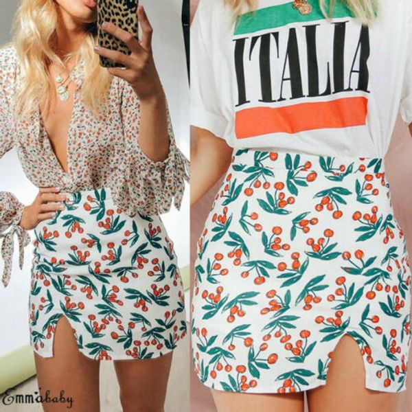

women high waist skirt 2019 new fashion floral mini skirt ladies a-line bodycon pencil split short skirts, Black