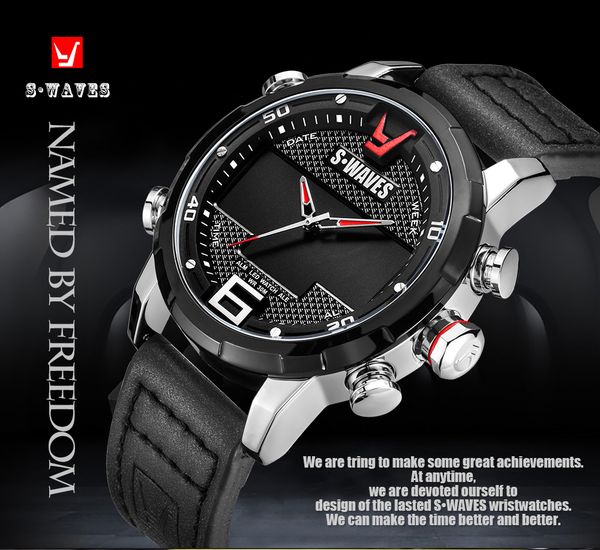 

swaves classic fashion calendar week men's watch waterproof stainless steel with quartz watch, Slivery;brown