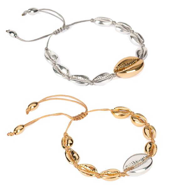 

bileklik natural cowry puka shell bracelet gold shell bracelets femme boho beach small seashell bracelets for women, Black