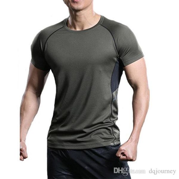 

summer man's quick dry t shirts camping hiking tees climbing fitness sport tshirts running cycling ing, Black;green