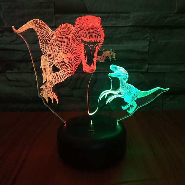 

tyrannosaurus spike led 3d night light visual creative colorful control touch usb 3d light fixtures usb led lamp