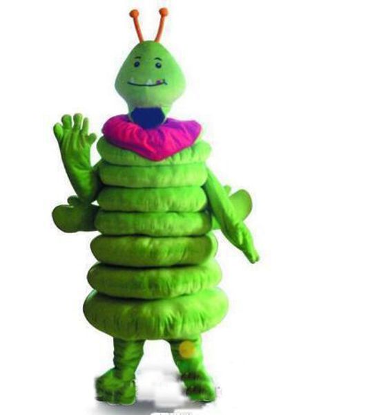 2018 Factory Outlet hot Green Caterpillar Worm Mascot Costume Fancy Party Dress Costumi di carnevale di Halloween