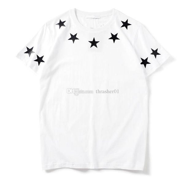 

роскошные мужские дизайнер футболка мужчины женщины hip hop короткие рукава тис пара лето высокого качества печати звезды тис черный белый, White;black