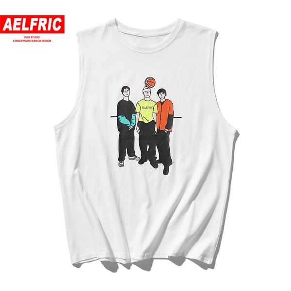 

aelfric basketball lover pattern print tank mens 2019 summer harajuku highstreet hip hop cotton male casual sleeveless, White;black
