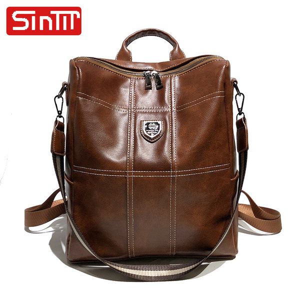 

sintir pu leather women shoulder bags oil leather school backpacks for teenager girls mchoil backpack sac a main