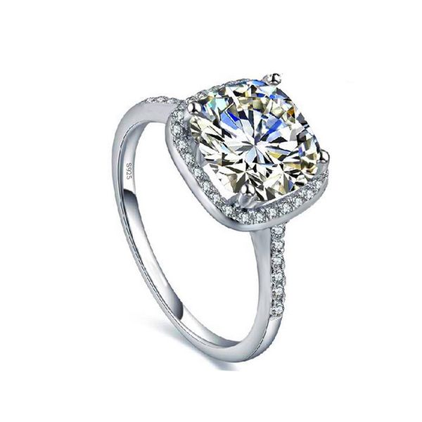 

new fashion engagement silvery rings for women big white cz zircon finger ring female wedding bands jewerly gift 2020, Slivery;golden