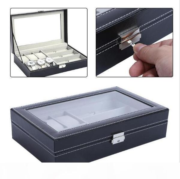 

multi-functional watch display storage box sunglasses organizer watch glasses box holder black jewelry display, Black;blue