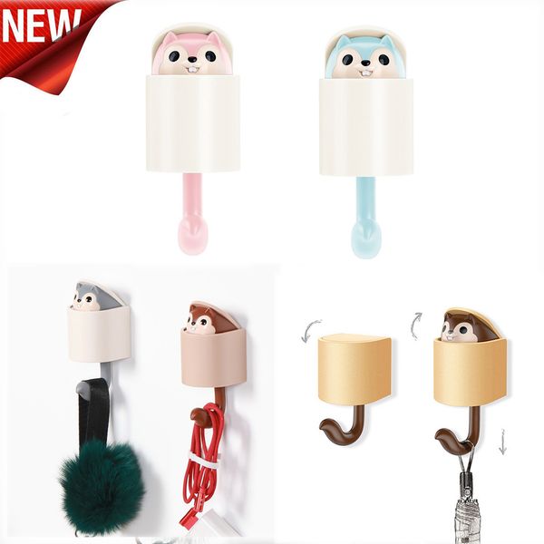 

squirrel wall hook adhesive home cartoon cute hanger key umbrella towel cap coat kitchen tool hanger rack tools doors on walls