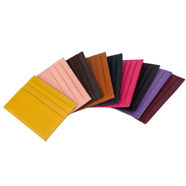 

100% genuine cow leather id card holder candy color bank credit card gift box multi nkjet newspaper holding311q, Brown;gray