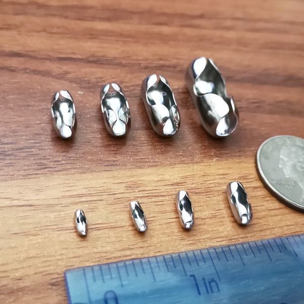 GNAYY 200 Stück 1,6–8 mm Größe, Edelstahl, passend für Kugelketten, Endverschluss, Perlenkettenverbinder, Schmuckzubehör, DIY-Armaturenverschluss