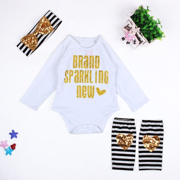 

sequins letter love heart leg warmer baby girl romper jumpsuit playsuit clothes leggings headband outfit set, White