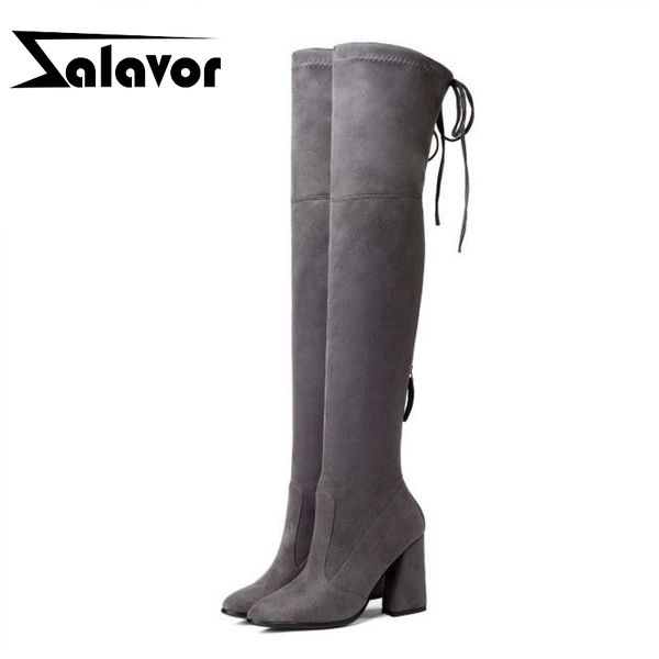 

zalavor 9 colors fashion ladies over the knee boots winter warm fur long boots office work shoes women footwear daily size 34-43, Black