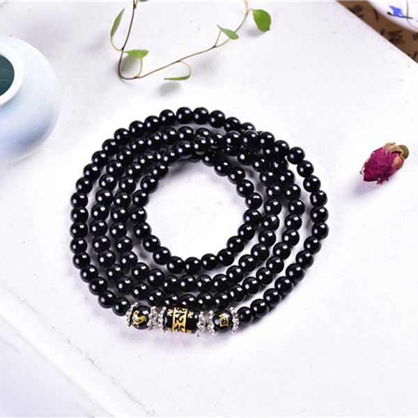 

2019 new fashion obsidian zodiac animal bracelet for women man pendant meditation bead wrist handmade black beads bracelet