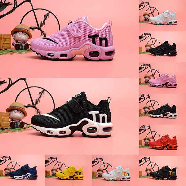 

tn shoes kids girls designer shoes baby boy fashion childrens tns sneakers breathable mesh tn plus chaussures requin sports trainers 28-35, Black