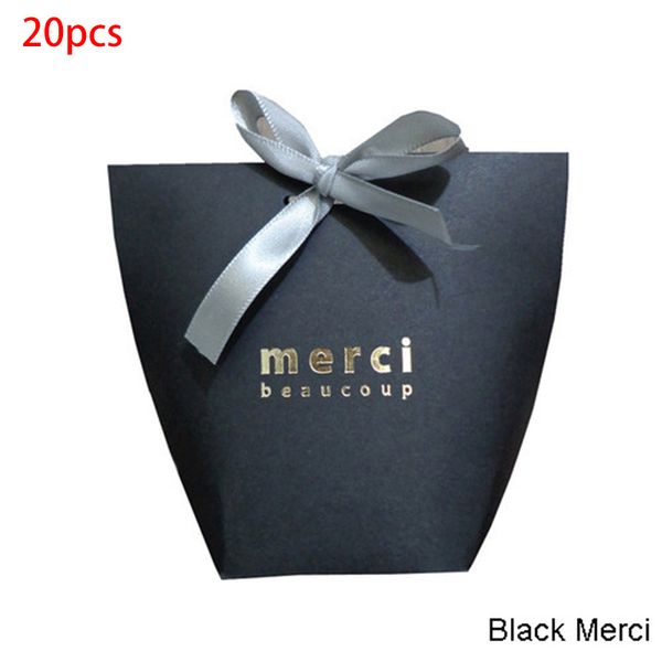 

20pcs black white kraft paper bag box package with ribbon for gift candy present party event gathering anniversary