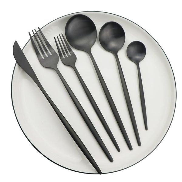 

6pcs gold матовый flatware cutlery set 304stainless стали посуда набор десерт салат вилка ложка silverware кухня посуда