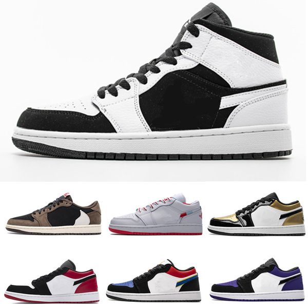 

1s travis scotts low fearless obsidian men basketball shoes 1 spiderman unc 3 banned bred men women sports sneakers with box