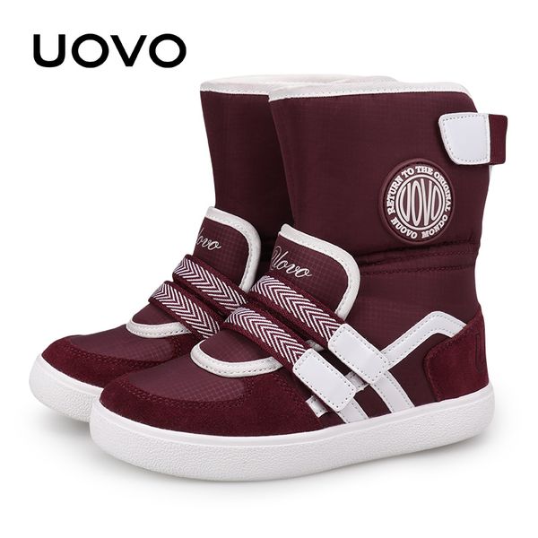 

uovo autumn winter girls boots snow shoes for girls kids boots children shoe ankle rubber plush warm shoes child, Black;grey