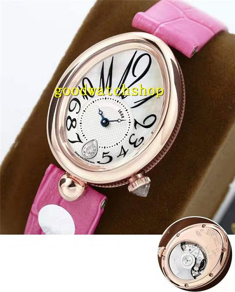 

gb new reine de naples 8918br luxury ladies watch rose gold lady watches cal.537/3 automatic mother-of-pearl dial sapphire waterproof, Slivery;brown