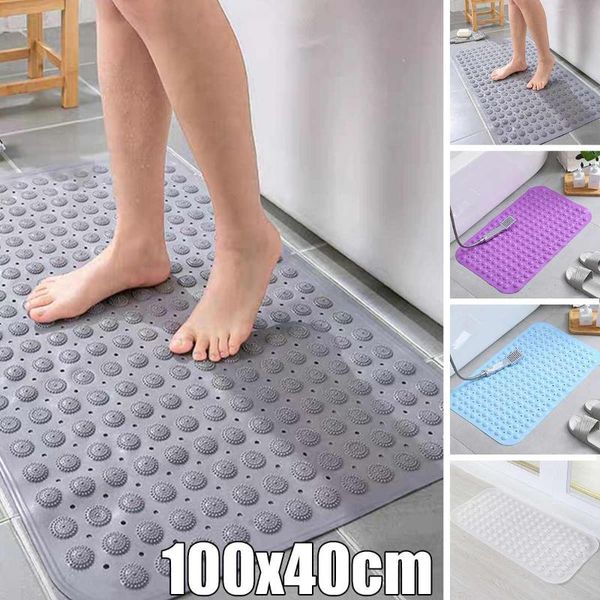 

100×40cm large pebble shower mat bathroom suction anti non slip bath wet room toilet deco resistant machine washable mat