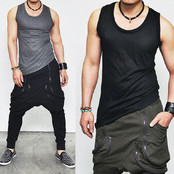 

gyms clothing mens stringer tank men fitness vest sporting cotton workout muscle shirt 0720, Black;blue