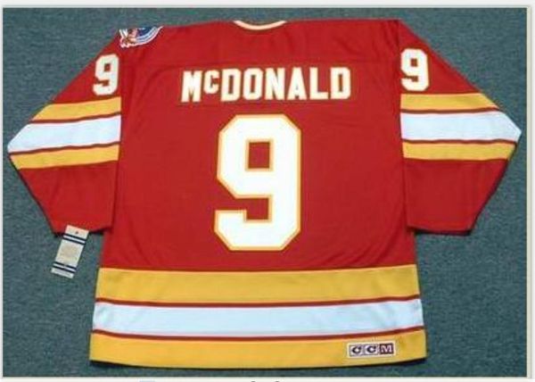 

custom men youth women vintage #9 lanny mcdonald calgary flames 1989 ccm hockey jersey size s-5xl or custom any name or number, Black