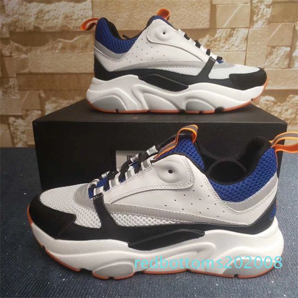 

designer b22 canvas and calfskin sneaker vintage technical knit men women flat trainer real leather platform sneakers 19 colors us12 rr08, Black