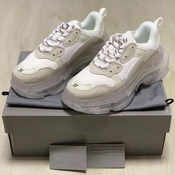 

2020 fashion clear sole bottom paris 17fw triple s mens designer sneakers vintage dad platform women luxury casual shoes sports trainers, Black