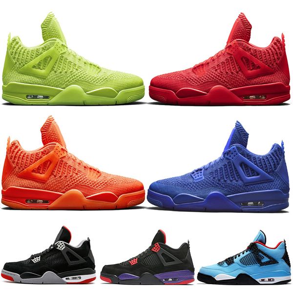 

2019 new mesh knit red royal orange volt travis scott purple raptors bred 4 4s basketball shoes for men monsoon blue mens sneakers, White;red