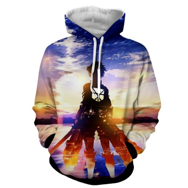 

attack on titan 2019 new drawstring 3d printed hoodies men women couple hoodies 3d print hoody casual pullover streetwear s-5xl 8 style, Black