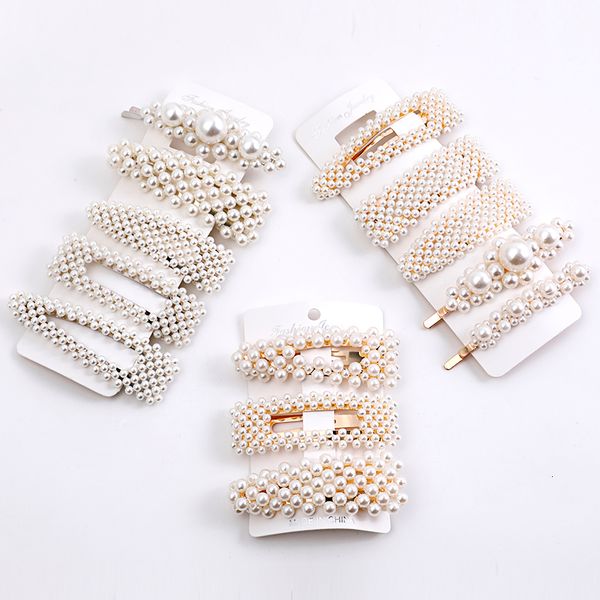 

5 шт женская мода soft pearl шпилька стик девушка клип set аксессуары для волос бижутерия, Golden;white