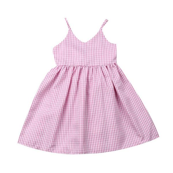 

girl's dresses fashion baby suspender dress pink plaid summer kids children casual for girls, Red;yellow